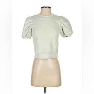 & Other Stories Puff Sleeve Crop Top - Soft Green